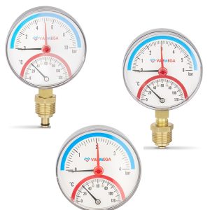 Термоманометр радиальныи Varmega НР с отсекающим клапаном
